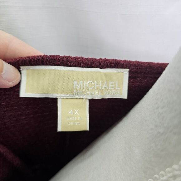 MICHAEL Michael Kors Burgundy Smocked Sleeve Textured Top Size 4X - Picture 9 of 13
